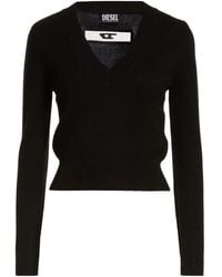 DIESEL - Solid-Color Wool V-Neck Long Sleeves - Lyst