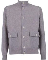 Lardini - Ribbed-Panel Wool Cardigan - Lyst
