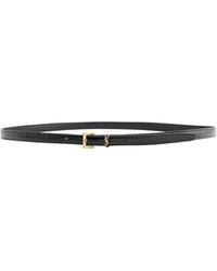 Saint Laurent - Cassandre Extra Thin Crocodile-Effect Leather Belt - Lyst