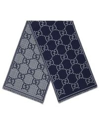 Gucci - Gg Jacquard Fringed Edge Scarf - Lyst