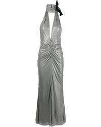 Alessandra Rich - Halterneck Open-Back Maxi Dress - Lyst