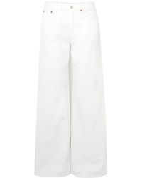 RE/DONE - Palazzo Frayed Mid-Rise Wide-Leg Jeans - Lyst