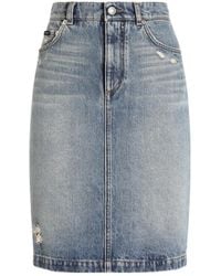 Dolce & Gabbana - Distressed Denim Mini Skirt - Lyst