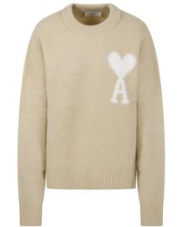 Ami Paris - Ami De Coeur Logo Intarsia Knit Jumper - Lyst