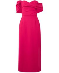 Carolina Herrera - Off-The-Shoulder Draped Wool Blend Dress - Lyst
