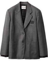 Miu Miu - Prince Of Wales Checked Wool Jacket - Lyst