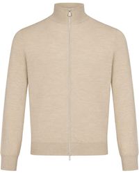 Brunello Cucinelli - Zip-Up Ribbed-Trim Sweater - Lyst