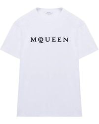 McQueen - Flocked-Logo Crewneck T-Shirt - Lyst