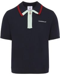 CASABLANCA - Logo Embroidered Knitted Track Polo Shirt - Lyst