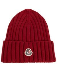 Moncler - Logo Patch Knitted Beanie Hat - Lyst