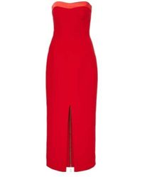 Safiyaa - Sydney Satin-Trimmed Midi Dress - Lyst
