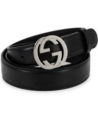 Gucci - Monogram Plaque Leather Belt - Lyst
