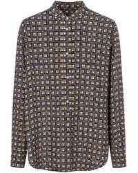 Aspesi - Geometric-Print Long-Sleeve Shirt - Lyst
