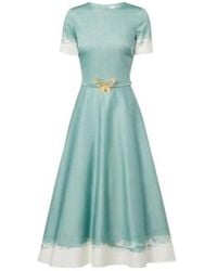 Oscar de la Renta - Embellished Cotton-Blend Poplin Midi Dress - Lyst