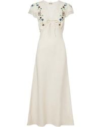 RIXO London - Amari Embroidered Linen-Blend Midi Dress - Lyst