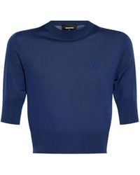 DSquared² - D2 Logo Embroidered Cropped Knit Top - Lyst