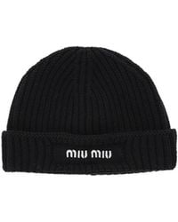 Miu Miu - Logo-Embroidered Beanie - Lyst