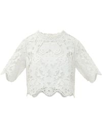 MICHAEL Michael Kors - Lace Cropped T-Shirt - Lyst