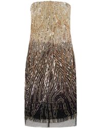 Oscar de la Renta - Strapless Bead And Sequin-Embellished Tulle Midi Dress - Lyst