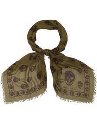 McQueen - Classic Skull Printed Frayed-Edeg Scarf - Lyst