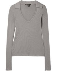 James Perse - Ribbed Cotton And Cashmere-Blend Polo Shirt - Lyst