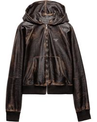 Prada - Nappa Leather Hoodie Jacket - Lyst