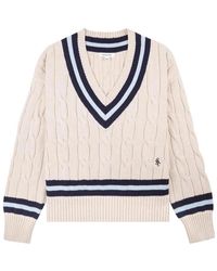 Sporty & Rich - Cable Knit V-Neck Sweater - Lyst