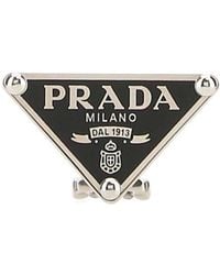 Prada - Triangle Logo-Plaque Earring - Lyst