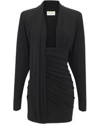 Saint Laurent - Draped Long-Sleeved Dress - Lyst