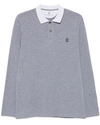 Brunello Cucinelli - Long-Sleeve Cotton Polo Shirt - Lyst