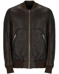 Rick Owens - Shearling-Lining Leather Bomber Jacket - Lyst