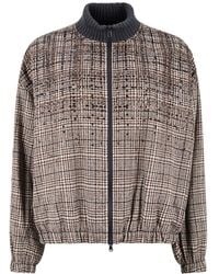 Brunello Cucinelli - Sequin-Embellished Check Bomber Jacket - Lyst