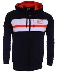 EA7 - Logo Printed Hooded Casual Jacket - Lyst