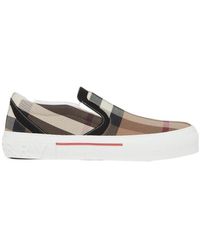 Burberry - Checked Slip-On Sneakers - Lyst