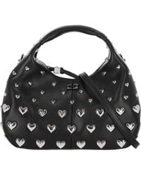 Ganni - Mini Hobo Heart Studded Shoulder Bag - Lyst