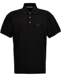 Palm Angels - Monogram Embroidered Short-Sleeved Polo Shirt - Lyst