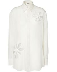 Fendi - Long Sleeved Cut-Out Detailed Poplin Shirt - Lyst