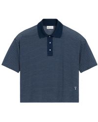 Ami Paris - Striped Boxy Fit Polo With "Ami De Coeur" Patc - Lyst