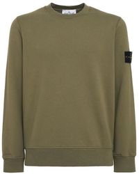 Stone Island - Logo Cotton Crewneck Sweatshirt - Lyst