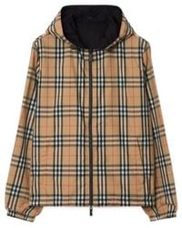 Burberry - Checked Zip-Up Hooded Bomber Jacket - Lyst