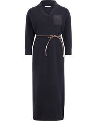 Peserico - Belted Ribbed Knitted Dress - Lyst