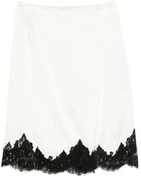 Stella McCartney - Lace-Trim Satin Midi Skirt - Lyst