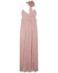 Blugirl Blumarine - Ruffled Floral Silk Dress - Lyst
