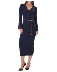 MICHAEL Michael Kors - Wool Blend Belted Midi Dress - Lyst