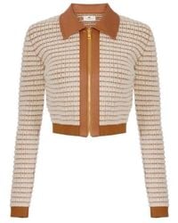 Elisabetta Franchi - Textured Zip-Up Cardigan - Lyst