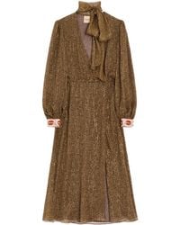 Valentino - Lurex Print Midi Dress - Lyst