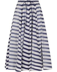 Prada - Striped A-Line Midi Skirt - Lyst