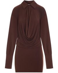 ANDAMANE - Deep V Collar Mini Dress - Lyst