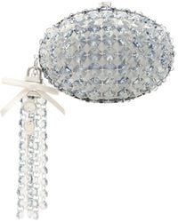 Self-Portrait - Oval Crystal-Embellished Satin Clutch - Lyst