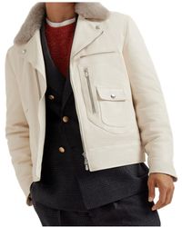 Brunello Cucinelli - Fur-Collar Leather Jacket - Lyst